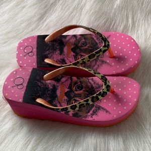 OP Pink Flip Flops with Leopard Print Straps